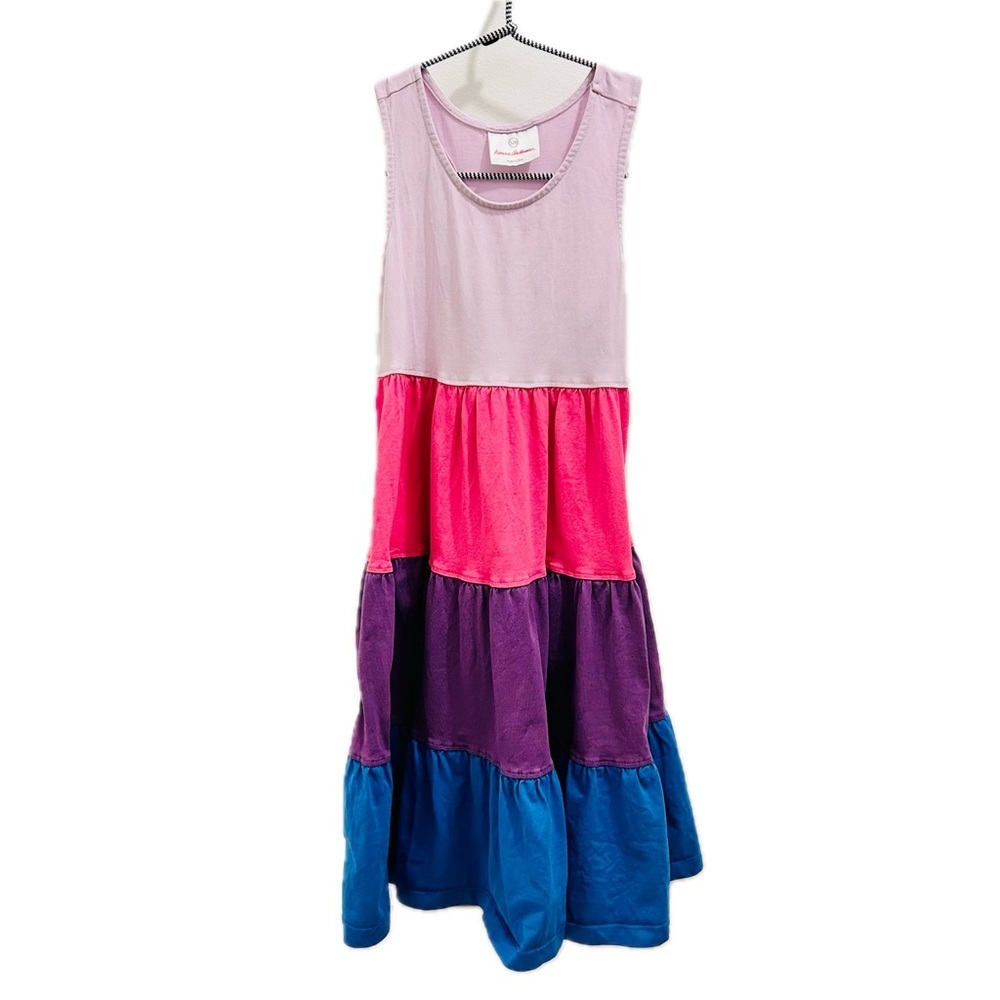Hanna Andersson Girls Dress size 120 7 color block pink purple blue